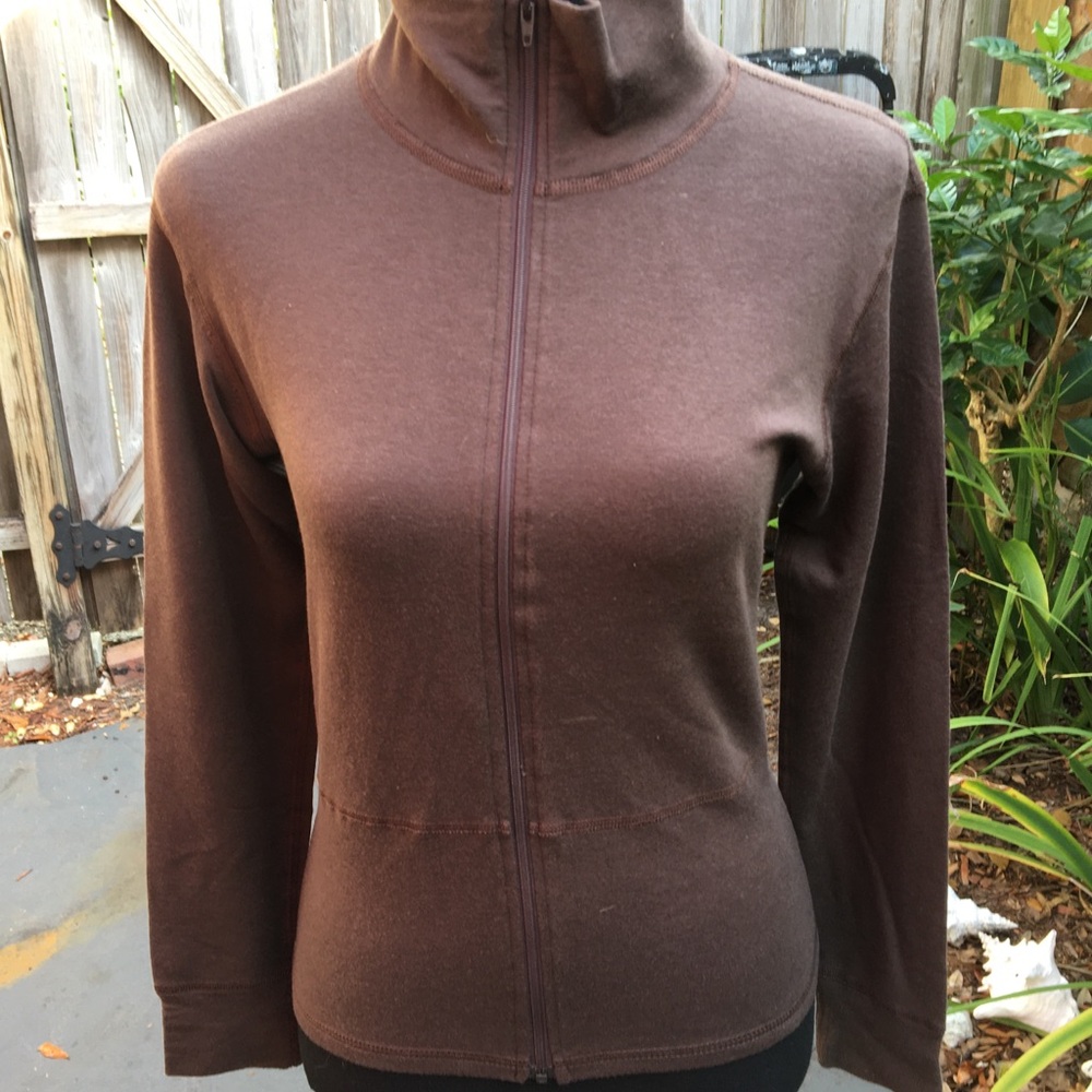 Sense Brown Modal Cotton Activewear Jacket Size Small